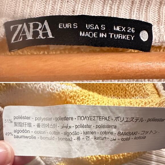 Zara Knit Yellow Striped Oversized Vest Size Small - Picture 4 of 5